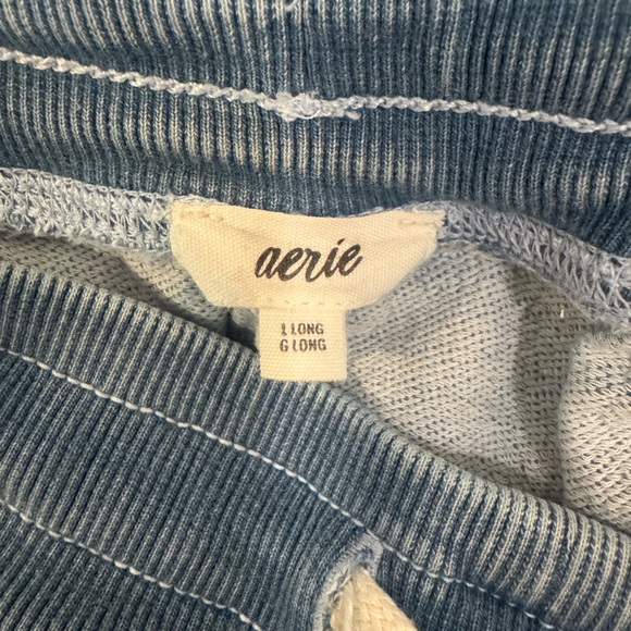 Aerie Blue Striped Knit Pants - Picture 3 of 5
